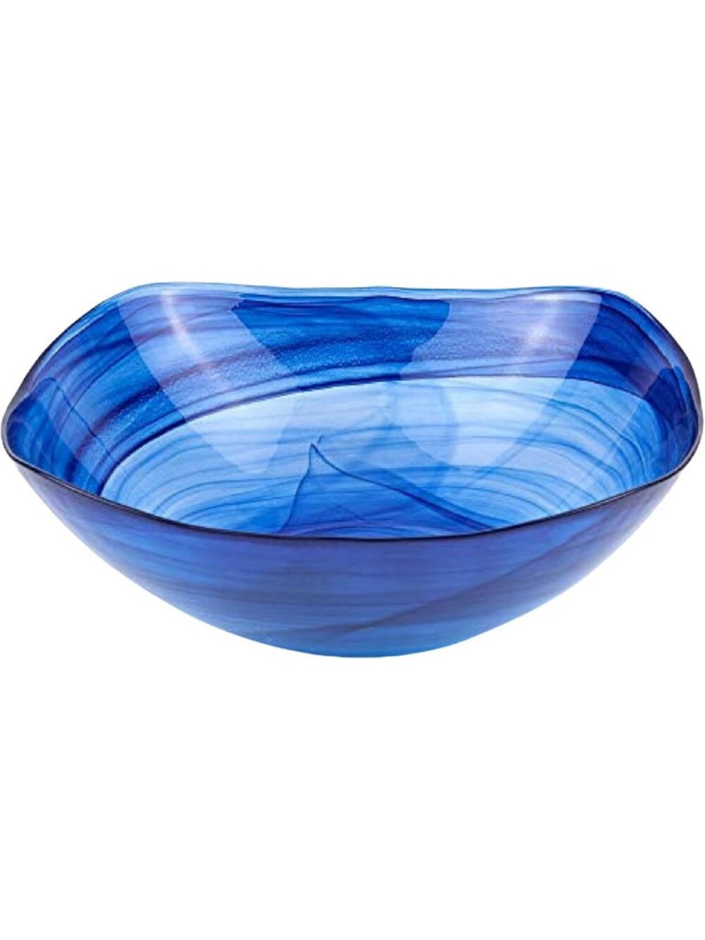 Elegant Cobalt Blue Decorative Glass Bowl - 10” Centerpiece for Home Décor